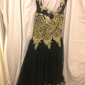 Never worn black and gold ab rhinestone and glitter formal dress/ gown